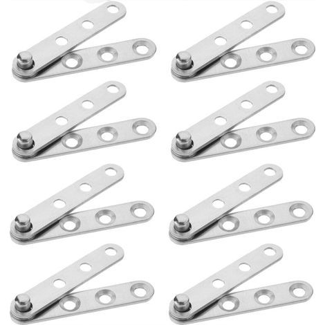 Lot de 8 charnières pivotantes de porte, rotation à 90 degrés, charnières de porte cachées, 60 x 11 mm, charnière en acier inoxydable argenté pour porte en bois et porte d'armoire (1/4)