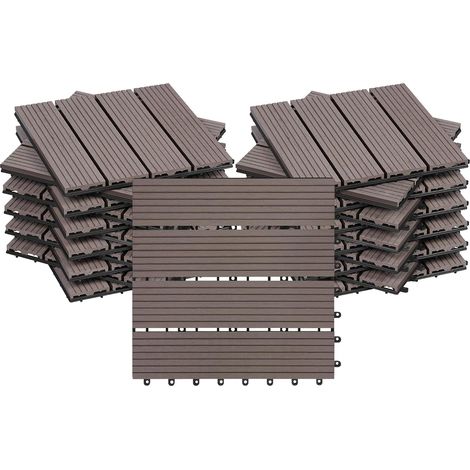WOLTU 22x WPC Decking Tiles Garden Patio Balcony Interlocking Composite Decking Floor Brown