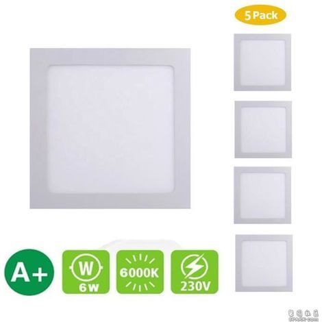 Ein Set aus 5 ultradünnen LED-Einbaustrahlern, 6 Watt (entspricht einer 60-Watt-Glühbirne), 230 Volt, 6000K kaltweißes Licht - nicht dimmbar. (1/5)
