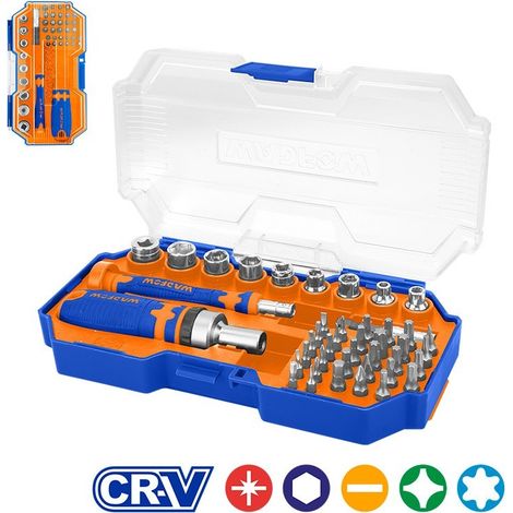 Kit destornilladores WADFOW 43 piezas CR-V con estuche (1/3)