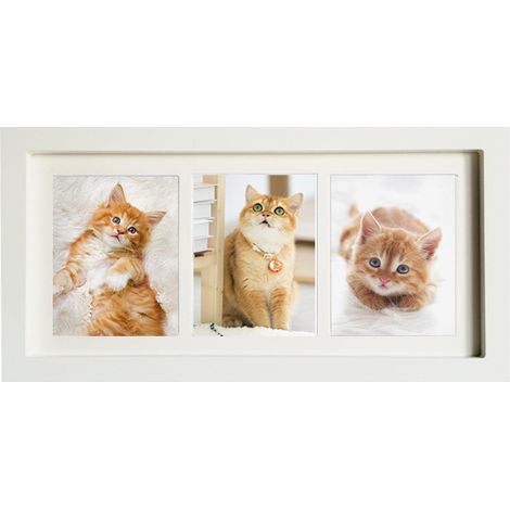 cadres photo pour 3 photos 11x8,5cm - cadre photo en bois, verre plastique, suspension en métal & passe-partout multi-cadre pour collage photo - blanc (1/5)
