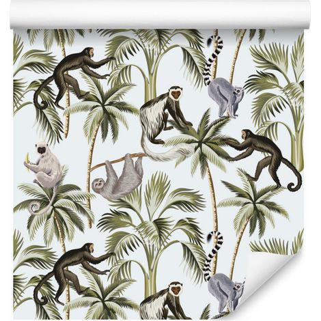 Papel pintado de animales salvajes y árboles para salón y dormitorio, 50x1000 cm. (1/5)