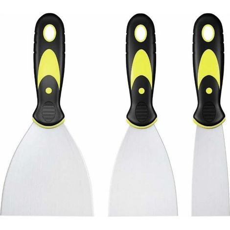 3-Piece Stainless Steel Spatula Set, Plastering Knife with Plastic Handle, Palette Knife, DIY Spatula for Paint Removal and Decoration (1/5)