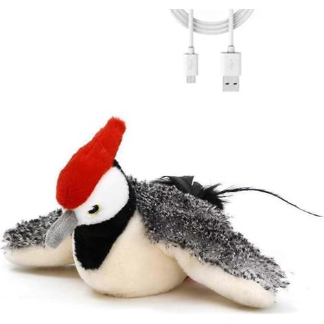 Oiseau interactif pour chat qui gazouille et bat des ailes, jouet pour chat électrique simulant un oiseau volant, Flappy Cha (1/5)
