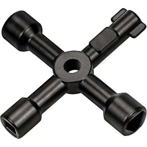 Clé utilitaire multifonction, clé croisée multifonction 4 en 1, pour serrure de robinet de tableau de bord de radiateur à gaz - 73 mm, noir (1/5)