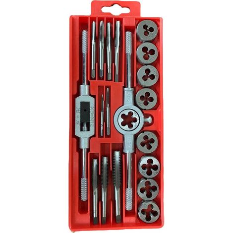 Juego de machos de roscar manuales，Juego de 20 piezas de machos de roscar métricos y extractores de roscas M3-M12，acero