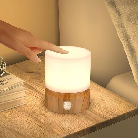Lámpara de mesita de noche táctil，luz nocturna con temporizador，luz nocturna para bebés，luz nocturna infantil recargable por USB，amarillo cálido (1/5)