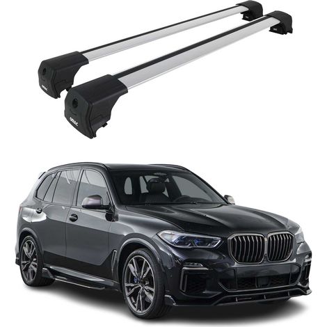 OMAC Aluminium Dachträger Querträger für BMW X5 G05 2019-2026 – City Crash – ISO/PAS 11154:2006 – Abschließbar – Max. 75 kg – 2 Stangen Silber (1/5)