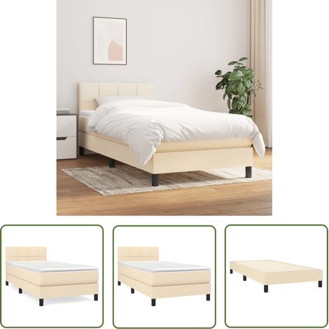 The Living Store Boxspringbett mit Matratze Creme 100x200 cm Stoff - Boxspringbett - Betten - Schlafräume - Cremefarbenes Bett - Doppelbett (1/5)