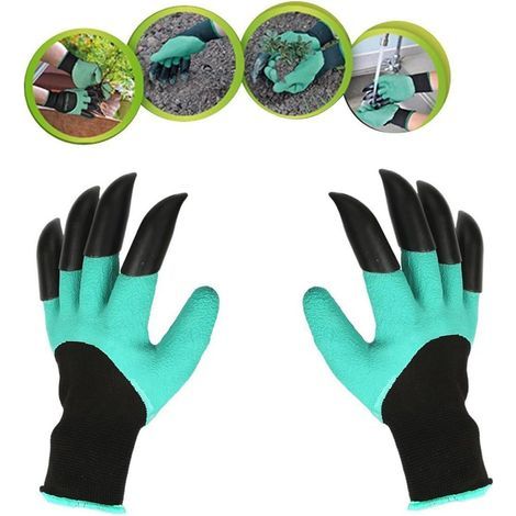 Gants de Jardin avec des Griffes, très appropriés pour Creuser et désherber Les graines-Taille des Roses sécurité-Meilleurs Outils de Jardinage-Meilleur Cadeau de Jardinier (Doubles Griffes)- (1/4)