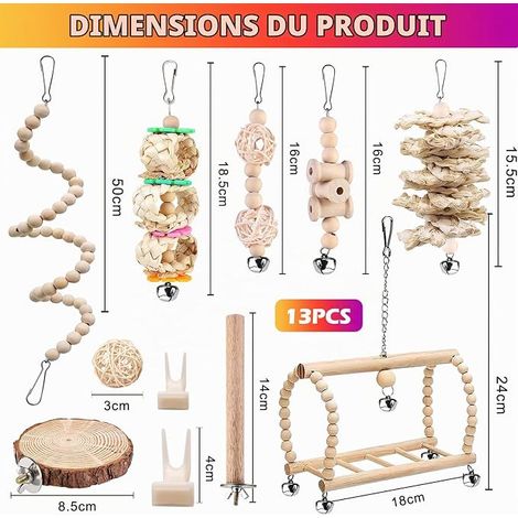 Parrot Toy Bird Toys Perch Parrot Wooden Toys for Birds Climbing Perched Chew Toys Used for Small Cockatiel Parakeets (1/4)