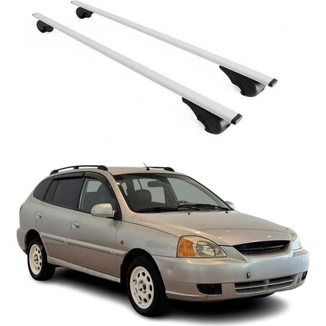 OMAC Dachträger Querträger für Kia Rio I Kombi 2000-2005 – Abschließbar – Max. 75 kg – 2 Stangen Stahl Silber (1/5)