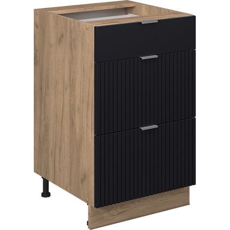 Meuble cuisine Fame-Line, Noir rayé, 50 cm sans plan de travail, Vicco