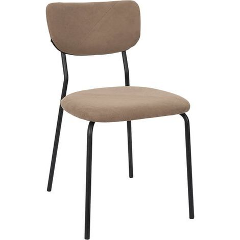 Lot de 4 Chaises - HOME DECO FACTORY - Jules - Côtelées - Confortables - Taupe (1/5)
