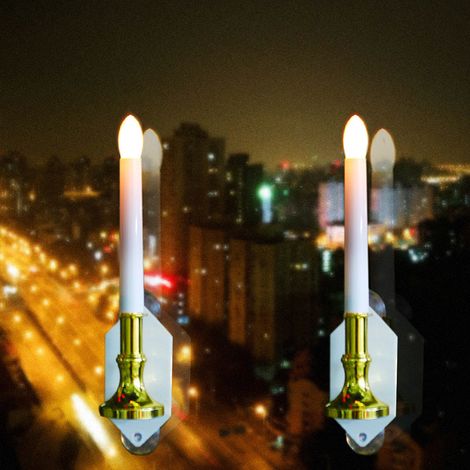 Lot de 2 bougies solaires LED étanches – Décoration lumineuse intérieur et extérieur Lampe d’ambiance pour jardin, balcon, terrasse (1/4)