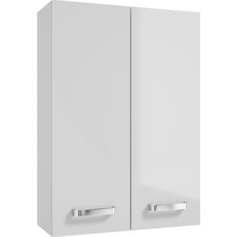 Mueble de baño suspendido con balda 50 cm, blanco brillo Mila