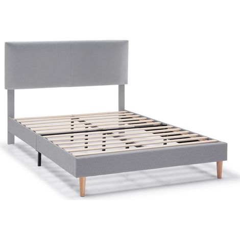 Estructura de cama tapizada Lauren de 30 cm, 150x190 cm, Gris Claro