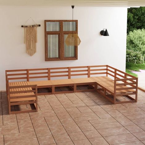 9-tlg. Garten-Lounge-Set Massivholz Kiefer (1/5)