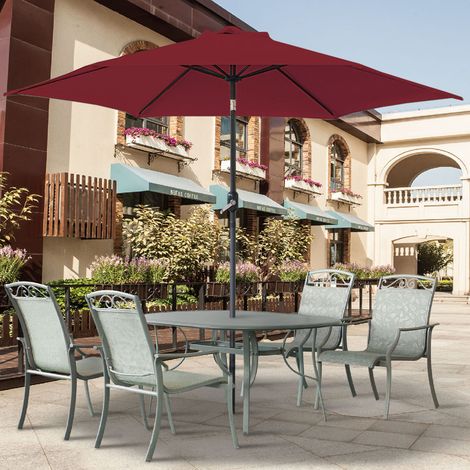 Greenbay Round Garden Parasol Sun Shade Patio Outdoor Umbrella Canopy Crank Tilt Mechanism 2.5M Wine