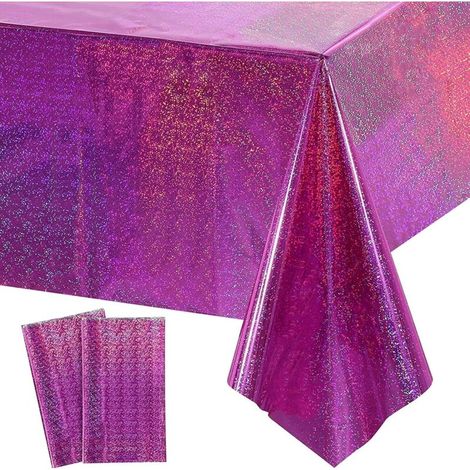 2 Pièce Nappe Jetable - Nappe Rectangulaire Imperméable - 137 x 274 cm - Pour Fête Anniversaire Mariage Pique-Nique - En PE Aluminium Laser (1/5)