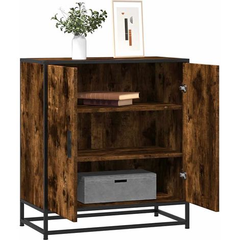 Sideboard Räuchereiche 68x35x76 cm Holzwerkstoff und Metall