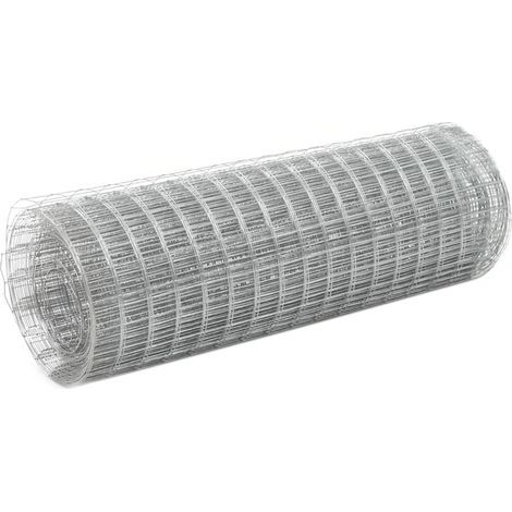 Grillage métallique, acier galvanisé, 10 x 0,5 m, argent (1/4)