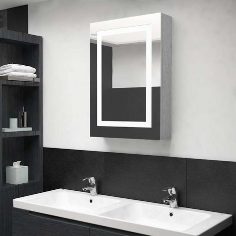 Armoire de salle de bain à miroir LED-Meuble de salle de bain gris béton 50x13x70 cm 768548 (1/5)