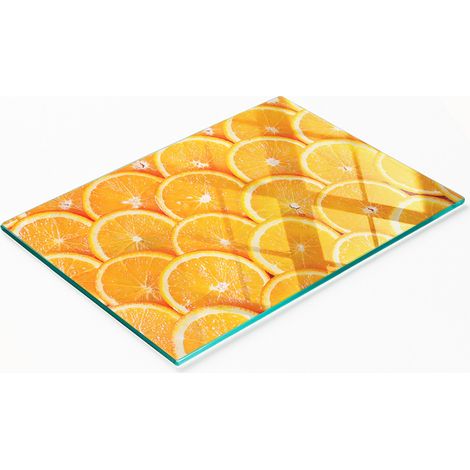 Tableau en verre résistant et élégant à motif de tranches d'orange 80x52 cm (1/5)