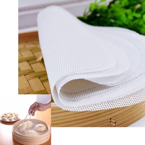 5 pezzi di tappetino per cottura a vapore rotondo antiaderente riutilizzabile, teglia antiaderente, tappetino per cottura a vapore in silicone a rete per dim sum (30 cm)