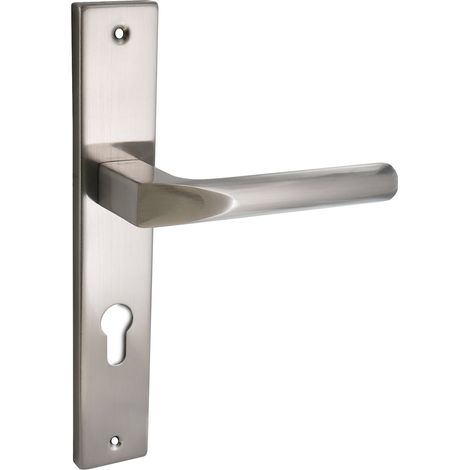 domino Türgriff 72 Drückergarnitur PZ - Profilzylinder Set Türklinke für Zimmertür, Bürotür, Kellertür & Innentür L-Form Türbeschläge aus Aluminium Nickel CONO  M9 (1/5)