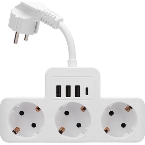Multiprise Plateau Ultra-Plate 8mm 3 Prises CA 3 USB 1 USB-C Protection Surtension Design Compact Puissant 3680W (1/5)
