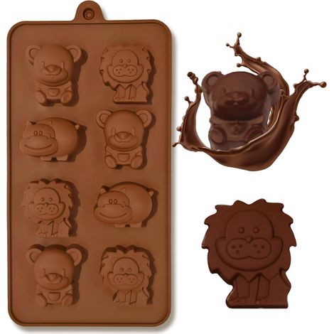 Moule silicone 8 cavités antiadhésif pour muffins, gâteaux, savons et gelée - Animaux mignons. (1/5)