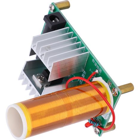 Kit électronique DIY pour haut-parleur plasma miniature à bobine Tesla, 15 W CC, 15-24 V, 2 A (1/5)