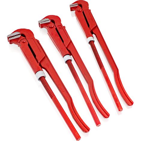 Bituxx® Kombizange Eckrohrzange Rohrzange Wasserpumpenzange Klempner Zange abgewinkelt 90° (3er Set (1/1,5/2 Zoll)) (1/5)