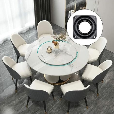 Plate-forme de rotation de plateau tournant monobloc de 4 pouces carré de rotation à 360 degrés avec roulements à billes en acier pour armoire de cuisine comptoir garde-manger (noir) MNS (1/2)