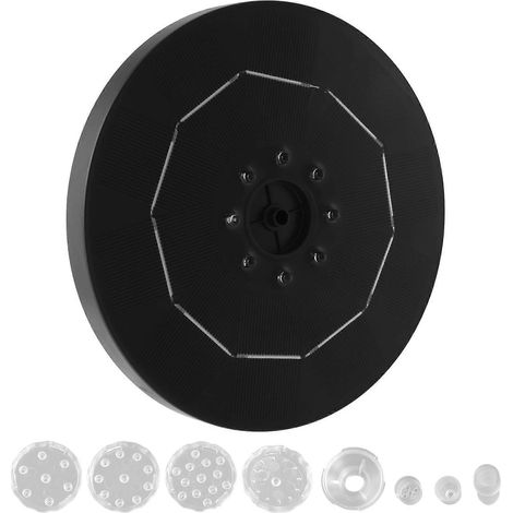 Pompe solaire pour fontaine à LED de 18 cm, équipée d'une batterie de 3000 mAh, d'une puissance de 3,5 W et de 6 buses, adaptée aux bains d'oiseaux, à la circulation de l'eau dans le jardin, etc. (1/5)