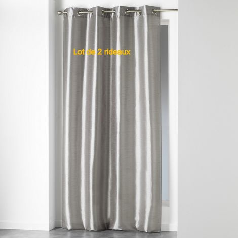 Lot de 2 rideaux a oeillets 140 x 240 cm shantung uni shana Perle (1/2)