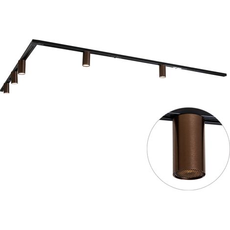 Modern Track Lighting System with 5 Spotlights Dark Bronze 1-Phase GU10 35mm - Iconic Ruby