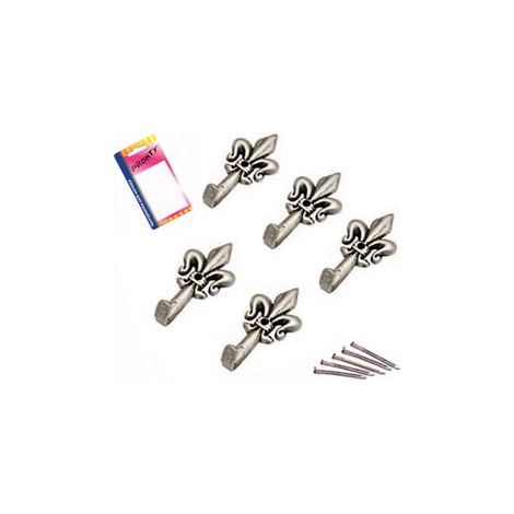 GANCI PER QUADRI GIGLIO ARGENTO PICCOLI IN BLISTER- - mm.33, in bl.5 pz. - 12 blister