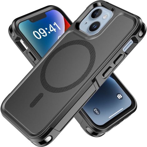 Custodia protettiva MagSafe per Apple iPhone 15 Pro da 6,1 pollici, antiurto e resistente, con chiusura magnetica, colore nero.