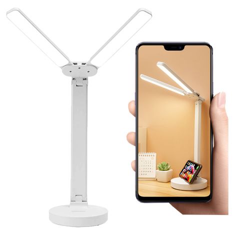 Lámpara de escritorio LED doble Alogy con batería para dibujo escolar, blanca (1/4)