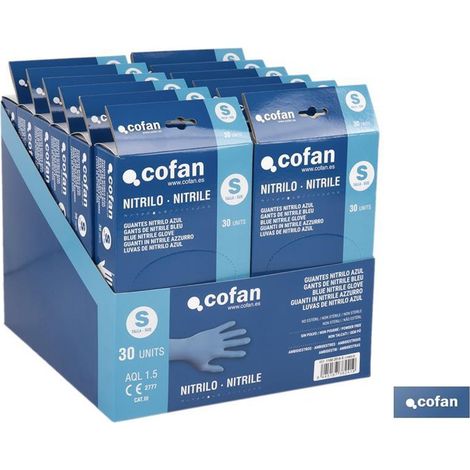 Gants en nitrile sans poudre, ambidextres, boîte de 30 unités, de qualité alimentaire.