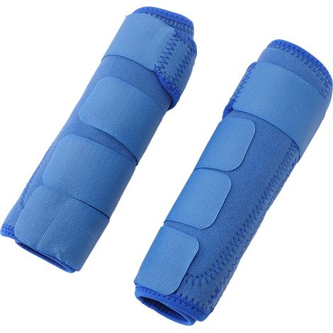 Paar blaue Reitstiefel, Sport- und Medizinstiefel, atmungsaktiver Schutz mit Klettverschluss, Gamaschen für Pferde, Größe M (1/5)