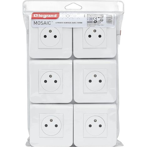 Legrand - CL06077111 - Lot de 6 PC Mosaic complet avec plaque de finition