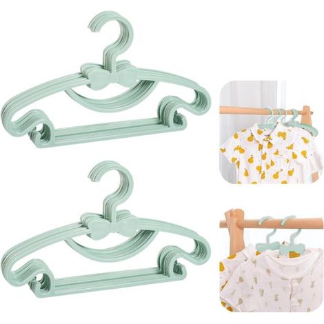 Cintres enfants lot de 10 - cintres antidérapants 29 x 17 cm pour vêtements de bébé, verts (1/5)