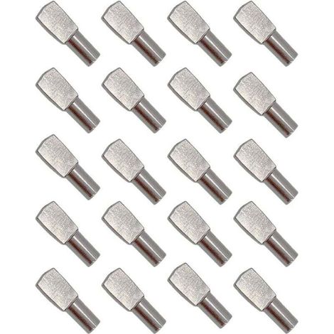 20Pcs Taquet Etagere, Support d'Étagère Étagère Broches Cheville Etagere Supports de Plaque en Métal Nickelé pour Armoire Bureau Accessoires - 5mm19mm