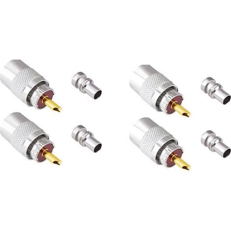 PL259 4er-Packung UHF-Koaxialstecker (männlich) zum Löten mit 50-Ohm-Reduzierstücken für RG58, RG59, RG8, RG8x, RG213, RG142, LMR195, LMR400 Koaxialkabel und Amateurfunkantennen (1/5)