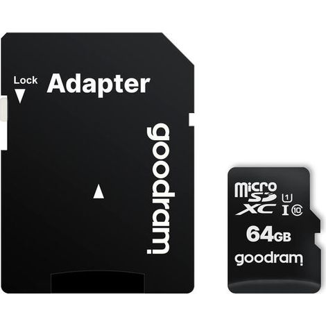 Adaptador para tarjeta de memoria microSD Goodram de 64 GB, Clase 10 UHS-I. (1/4)