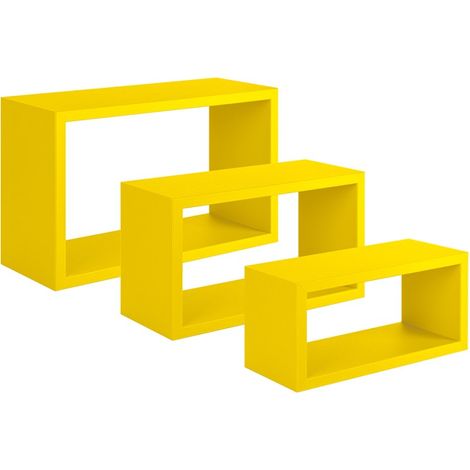 Set de 3 Estantes de Pared Tríptico Amarillo Canario 45x27, 40x22 y 35x17 cm - Sanitec (1/4)