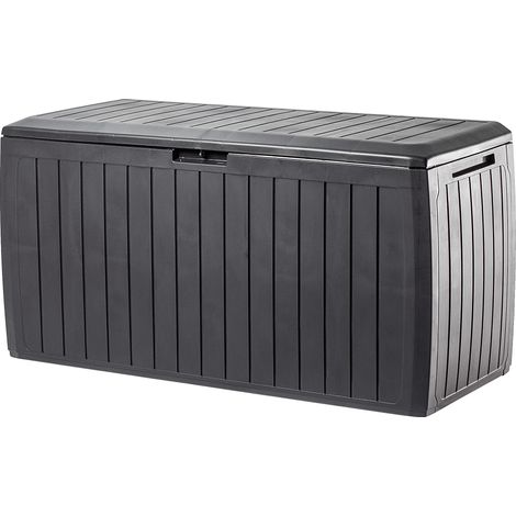 Caisse de jardin, Plastique résistant aux intempéries, 116,6 x 47 x 59,5 cm, capacité de 290 litres, Convient pour balcons et terrasses, Fonction de fermeture par cadenas (1/5)